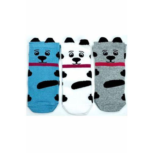 3 Çift Köpek Temalı 3 Boyutlu Kulaklı Pamuklu Yumuşak Kadın Bilek Çorap