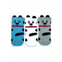 3 Çift Köpek Temalı 3 Boyutlu Kulaklı Pamuklu Yumuşak Kadın Bilek Çorap