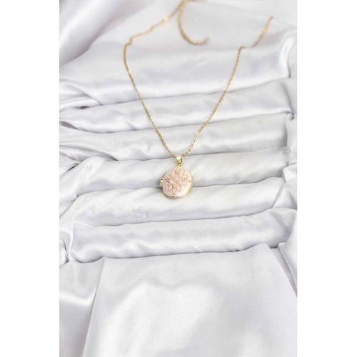 316L Çelik Zincir Gold Renk Mineli Lotus Model Açılabilir Kadın Kolye