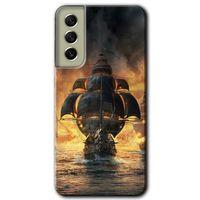 Samsung Galaxy S21 FE Kılıf HD Desen Baskılı Arka Kapak + Temperli Cam - Siyah İnci