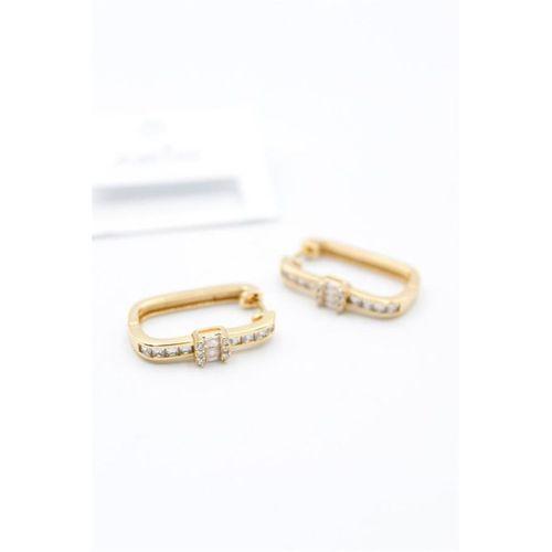 Dikdörgen Taşlı Küpe - Altın