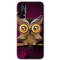 Realme 7 Kılıf HD Desen Baskılı Arka Kapak - Owl Bird Branch + Kırılmaz Cam