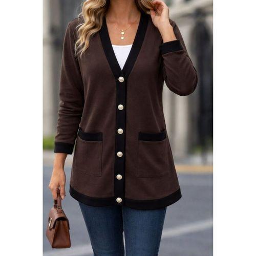 Kadın Uzun Kollu Cepli önden Düğmeli Uzun Modal Ceket Hırka