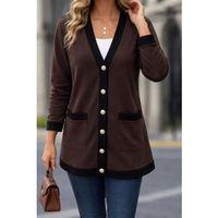 Kadın Uzun Kollu Cepli önden Düğmeli Uzun Modal Ceket Hırka