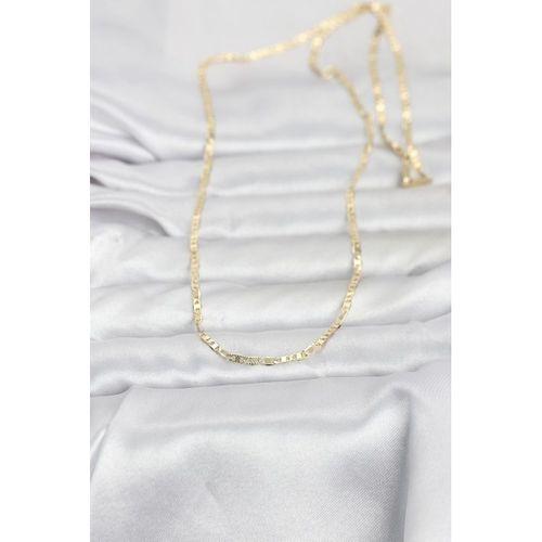 CM 14K Gold Renk Lazerli Yassı Model Zincirli 60 cm Kadın Kolye