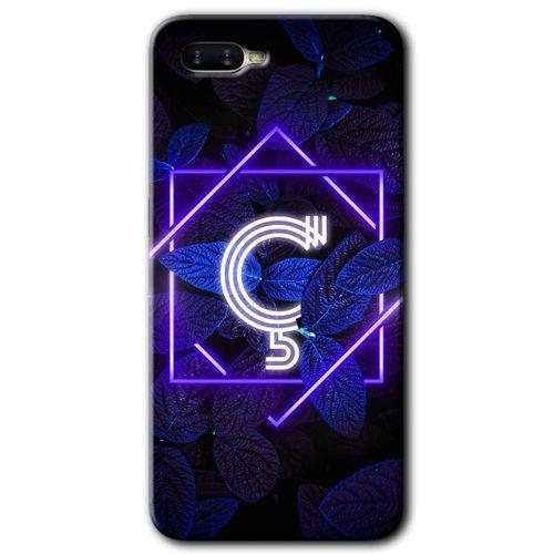 Oppo Rx 17 Neo Kılıf HD Desen Baskılı Arka Kapak - Dark Neon Yaprak Ç Harfi + Kırılmaz Cam