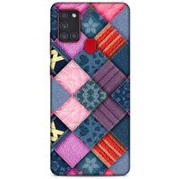 Samsung Galaxy A21s Kılıf Patchwork (39) Liquid Crystal Kılıf Şeker Pembe Bordo