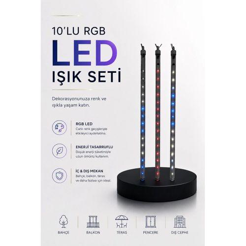 Dekoratif Ortam Aydınlatması Rgb Led 10’lu Çubuk Seti