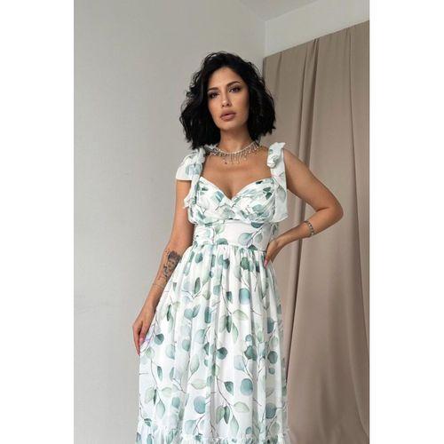 Yeşil Şifon Drapeli Elbise