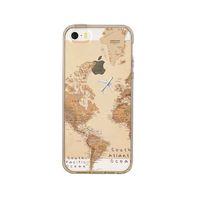 iPhone 5 Dünya Harita Desenli Premium Şeffaf Silikon Kılıf