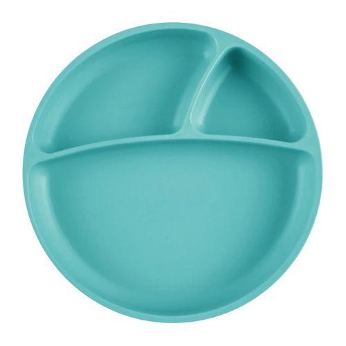 OiOi Porsiyon Vakum Tabanlı Silikon Tabak Aqua Green