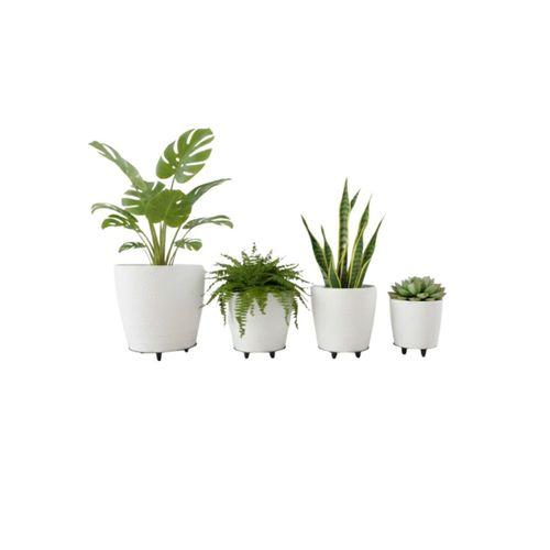 4’lü 3d Modern Beyaz Vazo Takımı Ayaklı Dekoratif Saksı Seti