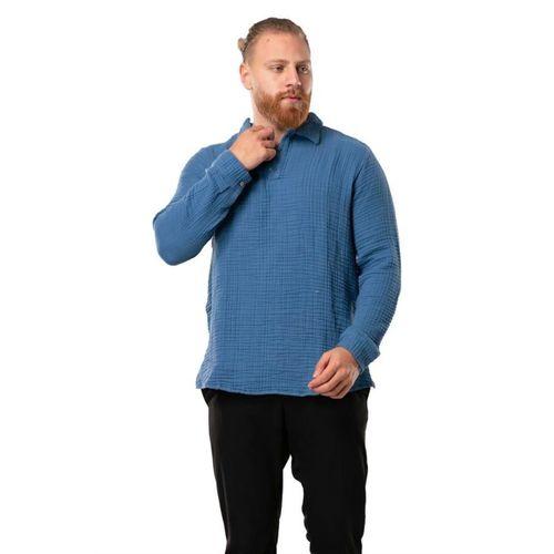 Uzun Kol Double Müslin Erkek Sonbahar ve Kışlık Sweatshirt İndigo indg