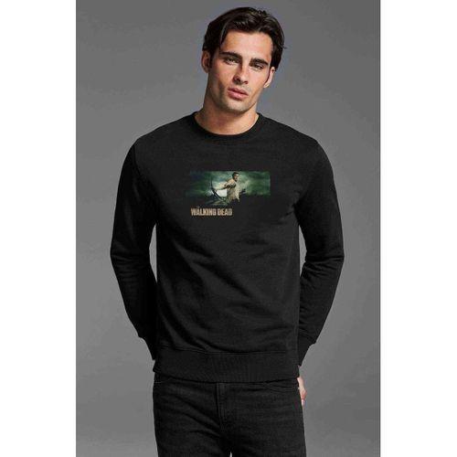 The Walking Dead Baskılı Siyah Erkek Sweatshirt