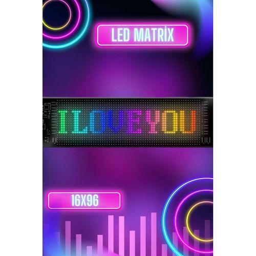 Led Matrix Bluetooth Bağlantılı Araç Camına Uygun Pixsel Görünümlü 16x96 Pixel