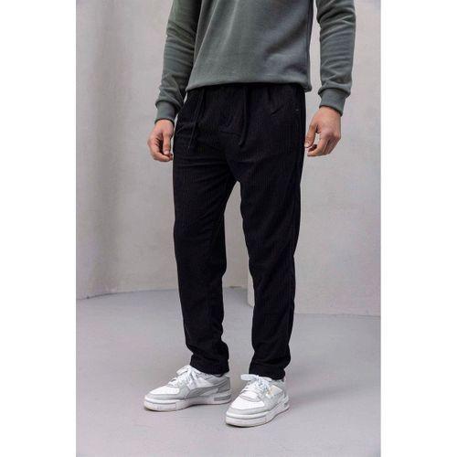 Roy Regular Fit Beli Lastikli Fitilli Kadife Kumaş Fermuarlı Jogger Erkek Pantolon - Siyah