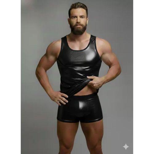 Erkek Lame Tank Top Boxer Takımı