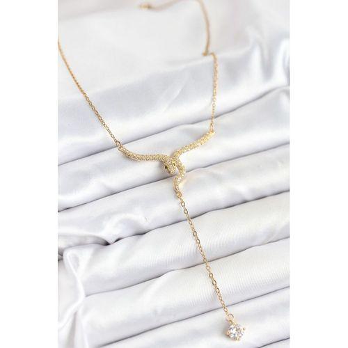 316L Çelik Zincir Gold Renk Yılan Model Y Kolye