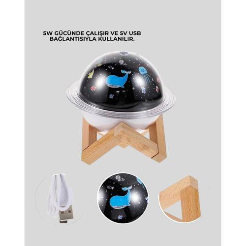 Projektör Işıklı Ve Aromaterapi Destekli Taşınabilir Nemlendirici Cihaz Usb Bağlantılı