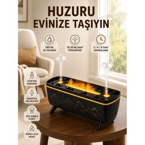 Jöle Yağmur Efektli Hava Nemlendirici 280 Ml Aromaterapi Difüzörü Alev Efektli