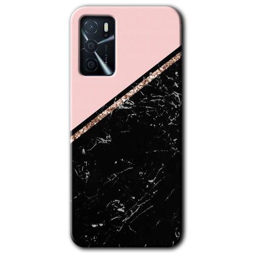 MRCİLETİSİM Oppo A16 Kılıf Kapak - Yarım Mermer +Hayalet Ekran Yandan Gözükmez