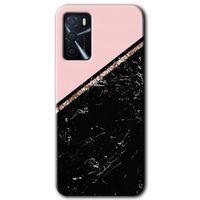 MRCİLETİSİM Oppo A16 Kılıf Kapak - Yarım Mermer +Hayalet Ekran Yandan Gözükmez