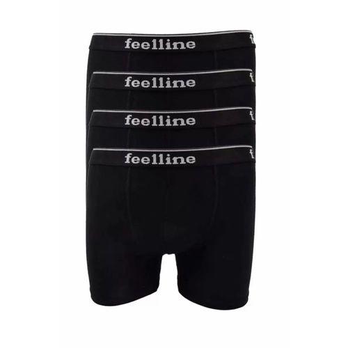4 adet Feelline Siyah Pamuklu Doğal Likralı Erkek Boxer