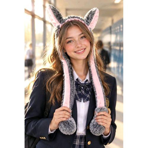 Lüks Renkli Figürlü Tavşan Peleş Peluş Kulaklık