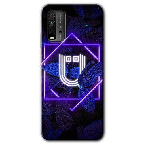 Poco M3 Kılıf Baskılı Kapak - Dark Neon Yaprak Ü Harfi + 5D Tam Kaplayan Cam