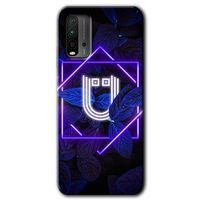 Poco M3 Kılıf Baskılı Kapak - Dark Neon Yaprak Ü Harfi + 5D Tam Kaplayan Cam