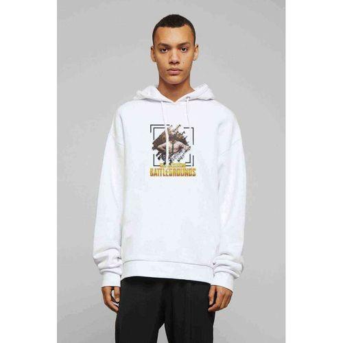 Pubg Soldier Playerunknown's Battlegrounds Kare Baskılı Beyaz Erkek Kapşonlu Sweatshirt Uzun ko