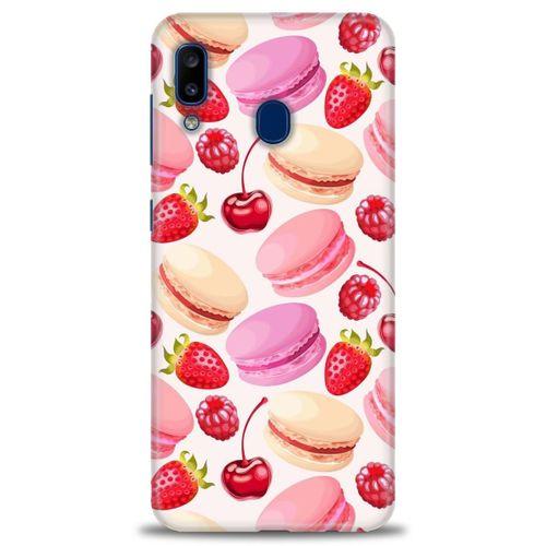 Samsung Galaxy A20 Kılıf HD Baskılı Kılıf - Makaron ve Çilekler + Tam Ekran Koruyucu