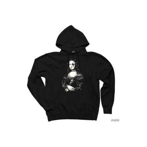 Mona Lisa Siyah Kapşonlu Sweatshirt Hoodie