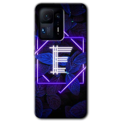 Mi Mix 4 Kılıf HD Desen Baskılı Arka Kapak - Dark Neon Yaprak E Harfi + Kırılmaz Cam