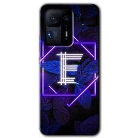 Mi Mix 4 Kılıf HD Desen Baskılı Arka Kapak - Dark Neon Yaprak E Harfi + Kırılmaz Cam