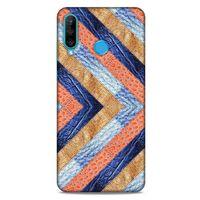 Huawei P30 Lite Kılıf Patchwork (3) Kapak Lacivert Turuncu