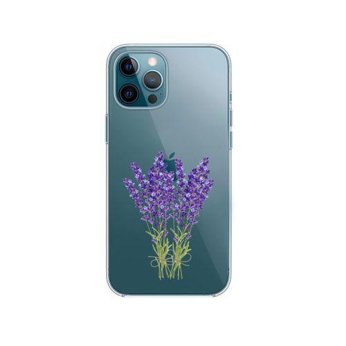 iPhone 12 Pro Max Mor Çiçek Desenli Premium Şeffaf Silikon Kılıf