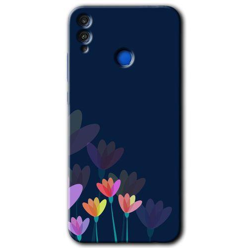 Honor 8c Kılıf HD Desen Baskılı Arka Kapak - Çizim Çiçekleri + Kırılmaz Cam