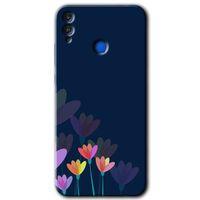 Honor 8c Kılıf HD Desen Baskılı Arka Kapak - Çizim Çiçekleri + Kırılmaz Cam