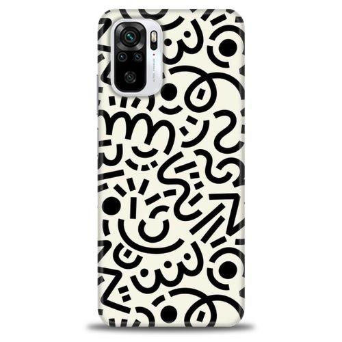 Xiaomi Redmi Note 10 Kılıf HD Baskılı Kılıf - Siyah Beyaz + Tam Ekran Koruyucu