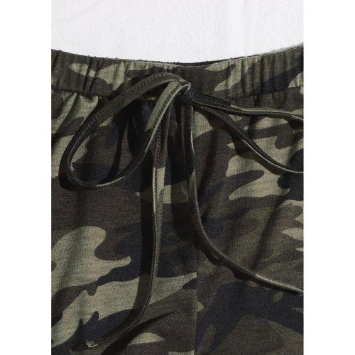 Kadın Kamuflaj Desenli Askılı Crop Top Ve Şortlu Gecelik Takım