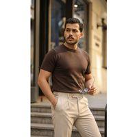 Erkek Basic Bisiklet Yaka Kısa Kollu Triko Tişört - %100 Pamuk Akrilik