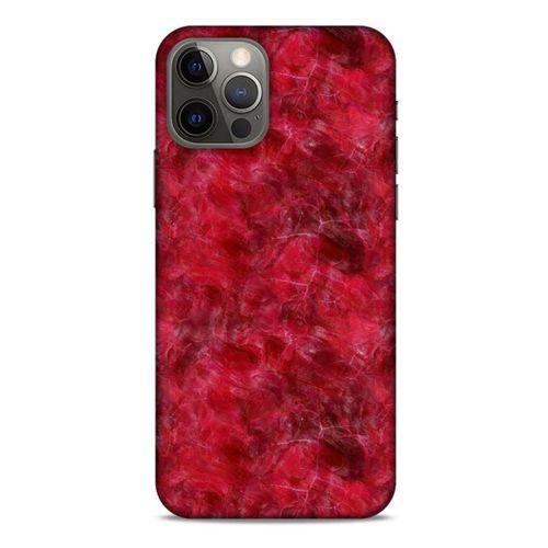 Mermer Desenli (6) Tema Silikon Kılıf Kırmızı Apple iPhone 12 Pro Kılıf