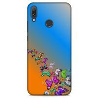 Huawei Y9 2019 Kılıf Kelebek Etkisi (50) Shockproof Kılıf Bordo Pembe