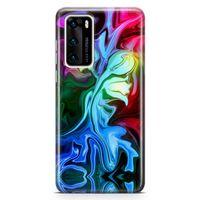 Huawei P40 Kılıf Psikedelik Suluboya Arka Kapak Koruma Desenli Full Koruyucu