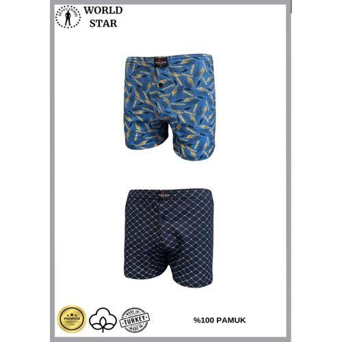2'li Likralı Pamuklu Renkli Erkek Boxer