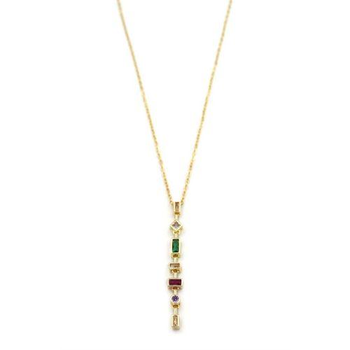 Renkli Taşlı Element Kolye - Altın
