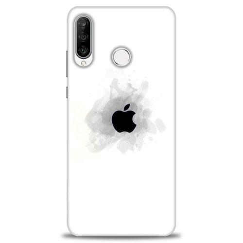 Huawei P30 Lite Kılıf HD Baskılı Kılıf - Siyah Elma + Tam Ekran Koruyucu