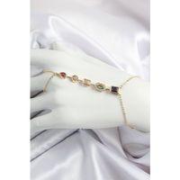 Pirinç  Renkli Zirkon Taşlı Y Model Gold Renk Kadın Şahmeran - TJ-SN679