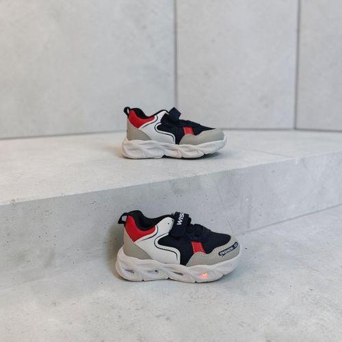 Wisco 018 Lacivert-Gri Cırtlı Işıklı Bebe Erkek Çocuk Spor Ayakkabı